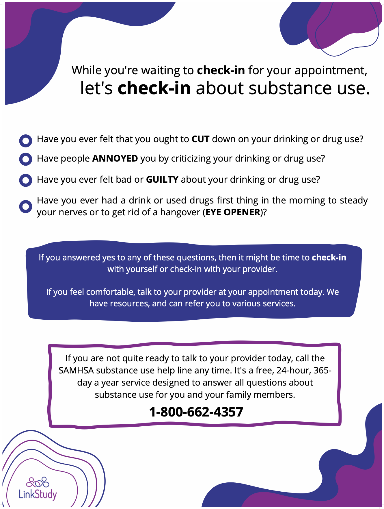 Check-in about Substance Use Patient Poster - Pattern 2 Thumbnail